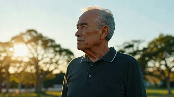 户外站立的老人 户外站立的老人