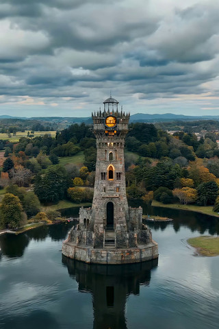 湖中小塔风光航拍 湖中小塔风光航拍