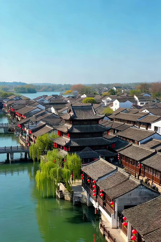 江南水乡古镇建筑全景 江南水乡古镇建筑全景