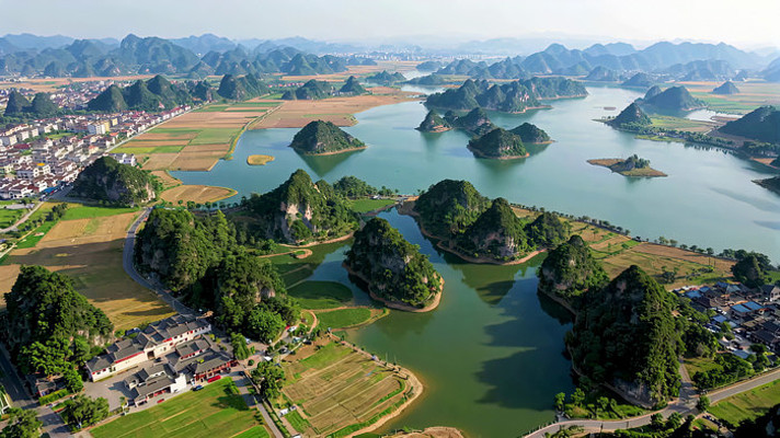 喀斯特地貌山水航拍素材 喀斯特地貌山水航拍素材
