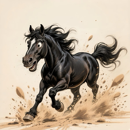 卡通俏皮风格的黑马 卡通俏皮风格的黑马