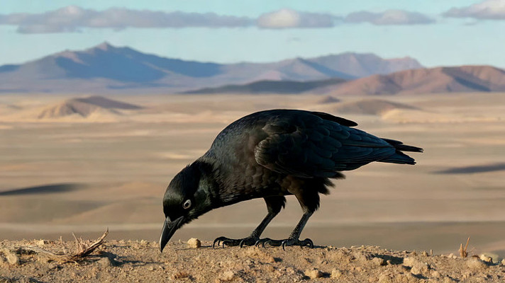 旷野中站立的黑乌鸦 旷野中站立的黑乌鸦