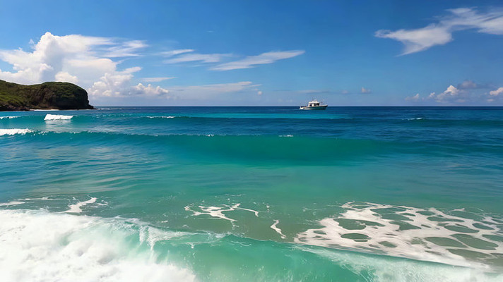 蓝色大海与海上船只景观 蓝色大海与海上船只景观