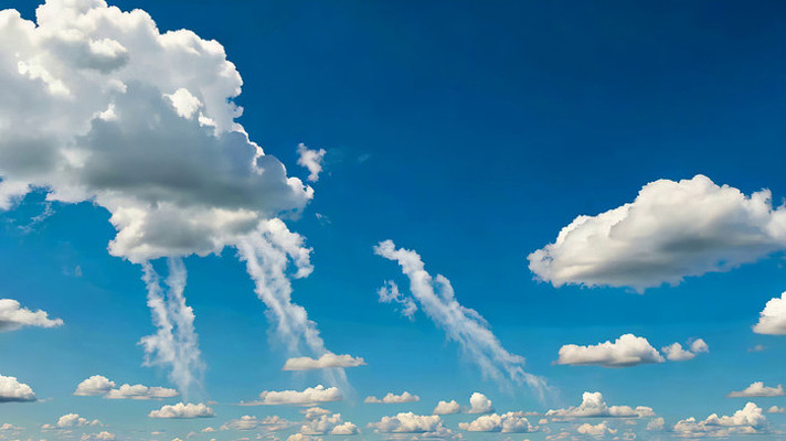 蓝天白云飞机尾迹景象 蓝天白云飞机尾迹景象