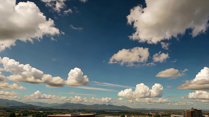 蓝天白云下的城市远景 蓝天白云下的城市远景