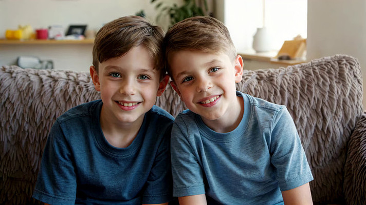 两个男孩沙发上亲密合影 两个男孩沙发上亲密合影