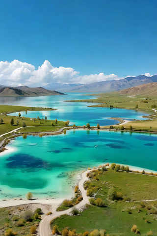 美丽湖泊自然风光航拍素材 美丽湖泊自然风光航拍素材