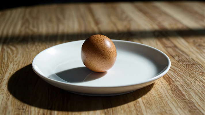 木桌上白盘内鸡蛋特写 木桌上白盘内鸡蛋特写