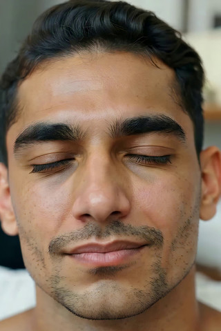 男性面部特写微笑镜头 男性面部特写微笑镜头