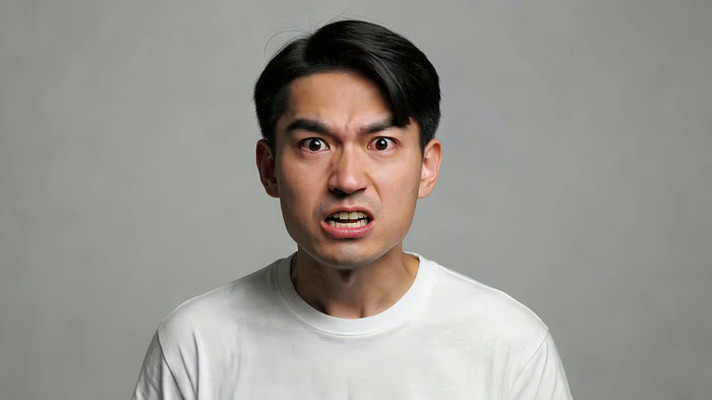 男子愤怒表情特写 男子愤怒表情特写