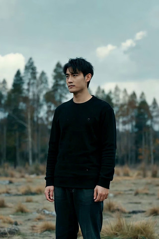 男子于森林中站立远望素材 男子于森林中站立远望素材