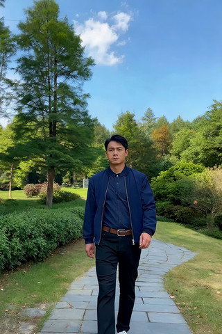 男子在林间小道步行素材 男子在林间小道步行素材