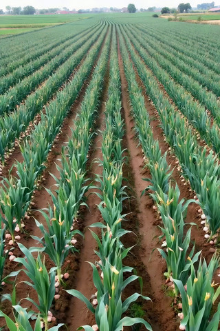 农田里整齐种植的绿色作物 农田里整齐种植的绿色作物