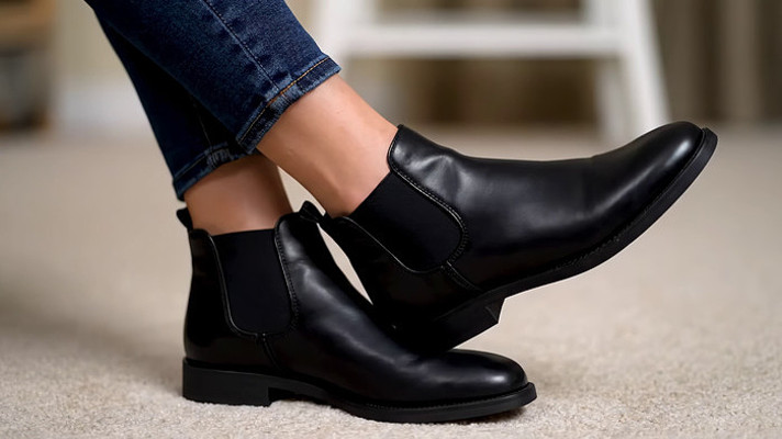 女性黑色短靴特写素材 女性黑色短靴特写素材