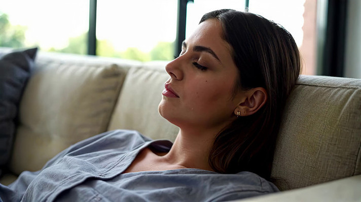 女性沙发上放松休憩 女性沙发上放松休憩