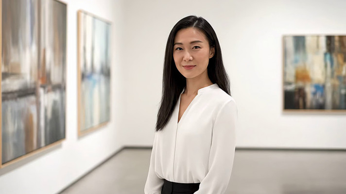 女性在美术馆欣赏画作 女性在美术馆欣赏画作