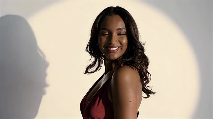 女子穿红裙摆姿势特写 女子穿红裙摆姿势特写