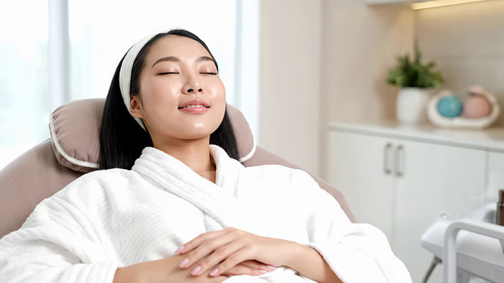 女子在美容室放松休憩 女子在美容室放松休憩