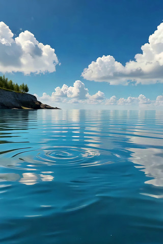 平静海面与岸边风景素材 平静海面与岸边风景素材