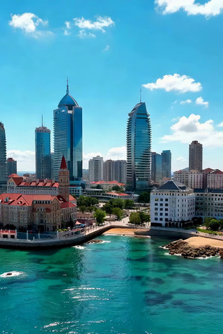 青岛城市海岸风光航拍 青岛城市海岸风光航拍