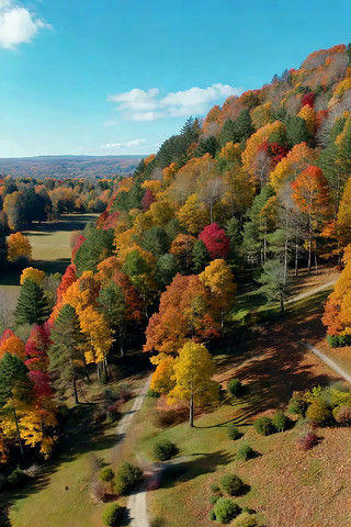 秋季山林鸟瞰全景 秋季山林鸟瞰全景