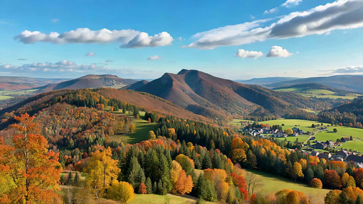 秋季山林乡村全景风光 秋季山林乡村全景风光
