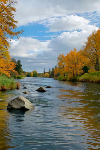 秋日河流自然风光 秋日河流自然风光