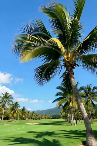 热带高尔夫球场椰树风光 热带高尔夫球场椰树风光