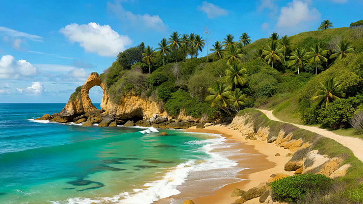 热带海滩与椰林自然景观 热带海滩与椰林自然景观