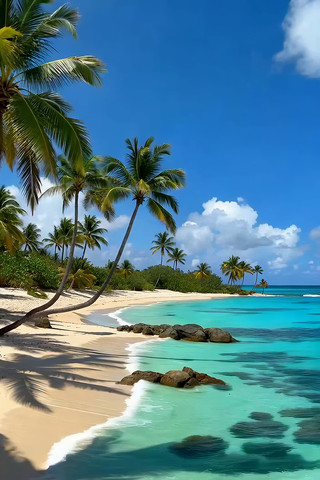 热带海滩与椰树海景素材 热带海滩与椰树海景素材