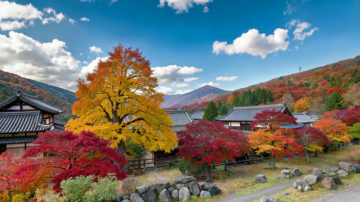日式村落秋季风景 日式村落秋季风景