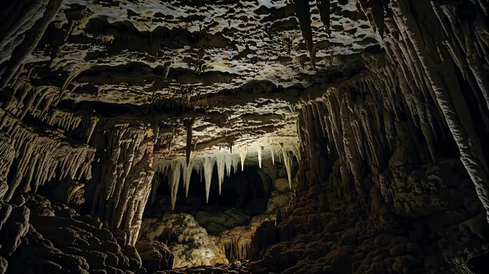 溶洞内部钟乳石景观 溶洞内部钟乳石景观
