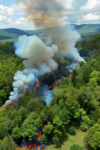 森林火灾航拍画面 森林火灾航拍画面