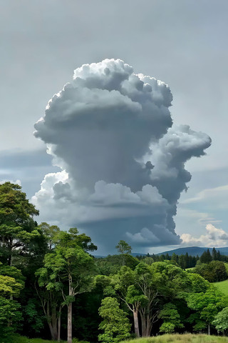 森林上空巨大积雨云景观 森林上空巨大积雨云景观