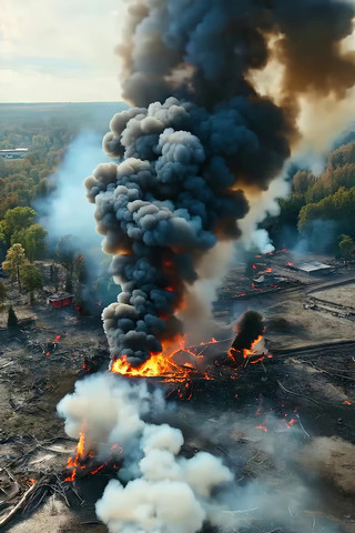 森林上空燃烧浓烟俯瞰素材 森林上空燃烧浓烟俯瞰素材