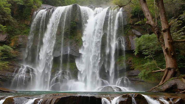 森林中的瀑布自然景观 森林中的瀑布自然景观