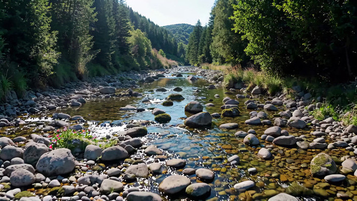 森林中河流与石景 森林中河流与石景