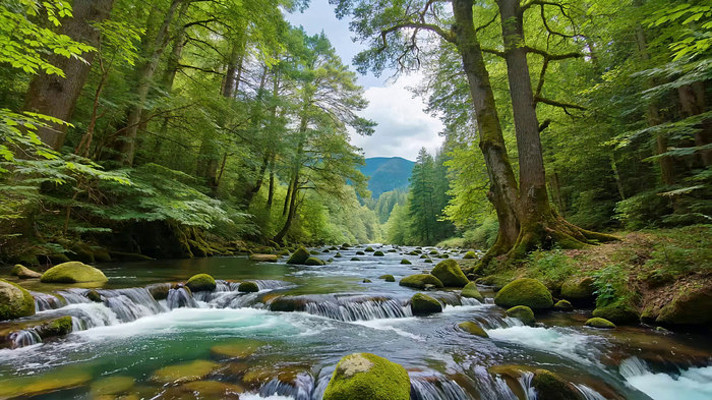 森林中河流自然风光 森林中河流自然风光