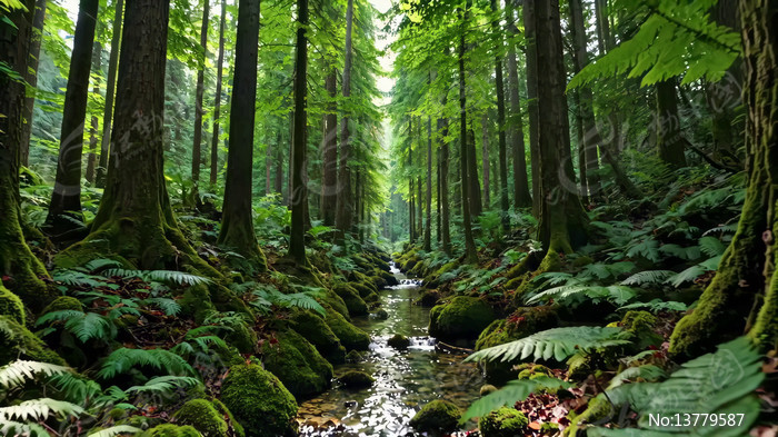 ɭ����Ϫ���Ե���ɫֲ�ﾰ��