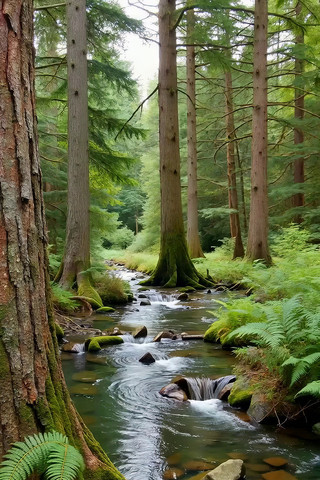 森林中溪流自然风光 森林中溪流自然风光