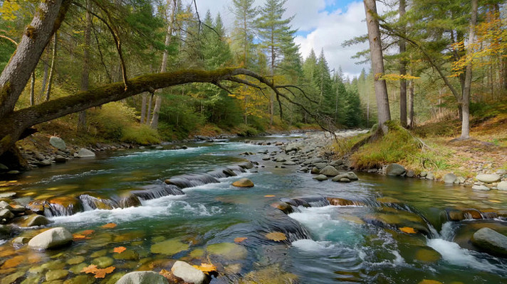 森林中溪流自然风光 森林中溪流自然风光