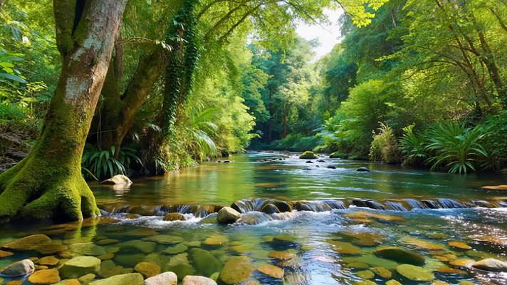 森林中溪流自然风光 森林中溪流自然风光