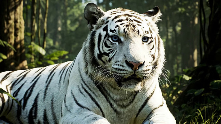 森林中休憩的白虎 森林中休憩的白虎