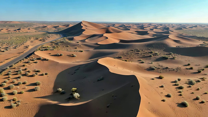 沙漠公路空中俯瞰全景 沙漠公路空中俯瞰全景