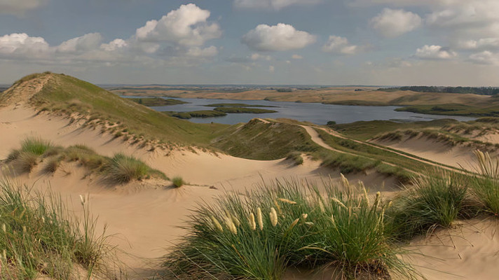 沙漠湖泊自然风光全景 沙漠湖泊自然风光全景