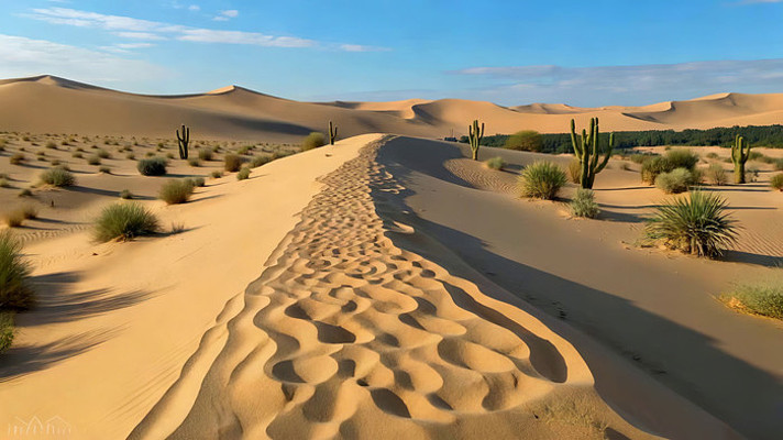 沙漠沙丘与仙人掌景观 沙漠沙丘与仙人掌景观