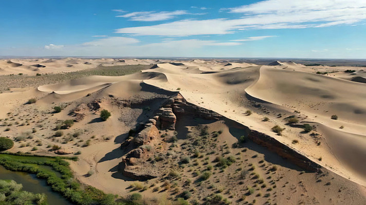 沙漠沙丘自然风光俯瞰 沙漠沙丘自然风光俯瞰