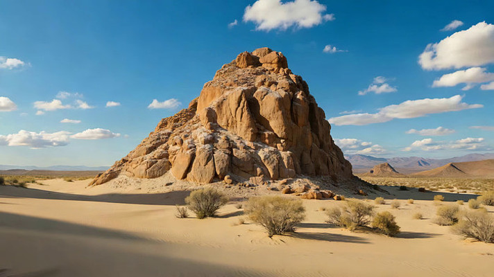 沙漠中矗立的岩石景观 沙漠中矗立的岩石景观