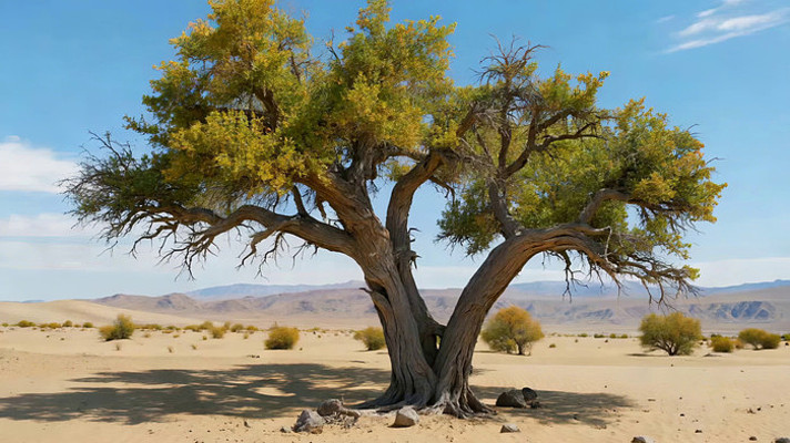 沙漠中的胡杨树风光 沙漠中的胡杨树风光