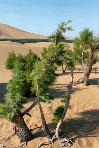 沙漠中的绿色植物景观 沙漠中的绿色植物景观